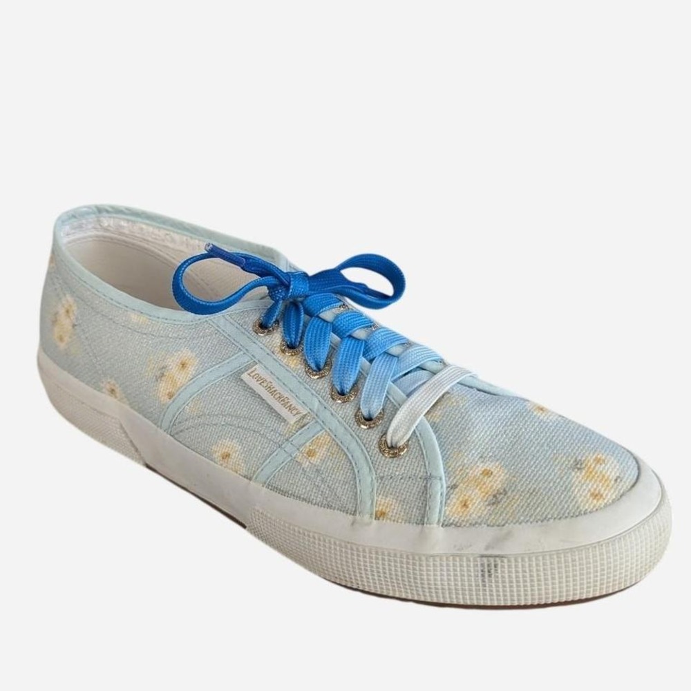 Superga x LoveShackFancy Floral Sneaker Baby Blue Daisy EU 41.5 / US 10 - Picture 5 of 9